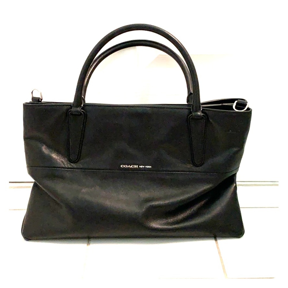 Coach Black Leather Crossbody/Satchel Tote